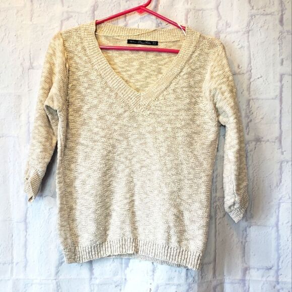 ZARA KNIT Lightweight V-neck Sweater Small - Picture 1 of 6
